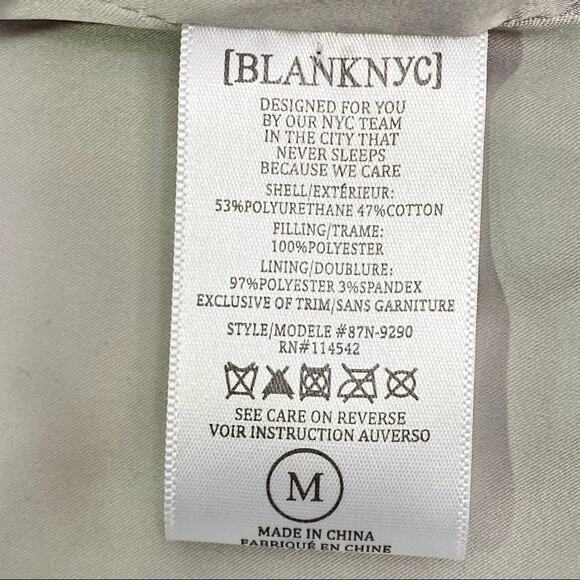 BlankNYC Moto Faux Leather Jacket Womens Size M Gray Lacing Fringe Zip Front - Picture 13 of 16